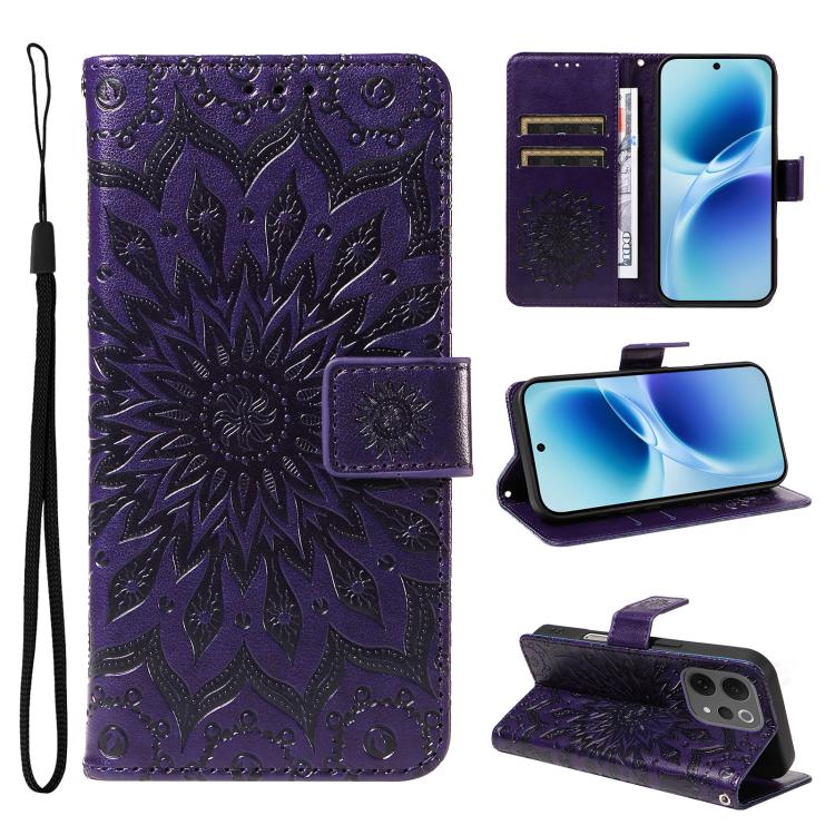 Embossed Sunflower Pattern Flip Leather Phone Case, For vivo Y05 4G / vivo Y21 5G 2026, For vivo V70 FE 5G, For vivo V70 5G Global / V70 Elite 5G