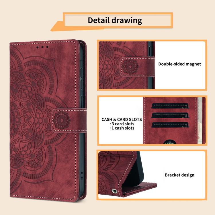 Mandala Embossed Retro Frosted Leather Phone Case, For iPhone 15, For iPhone 14 Plus, For iPhone 14 / 13, For iPhone 14 Pro