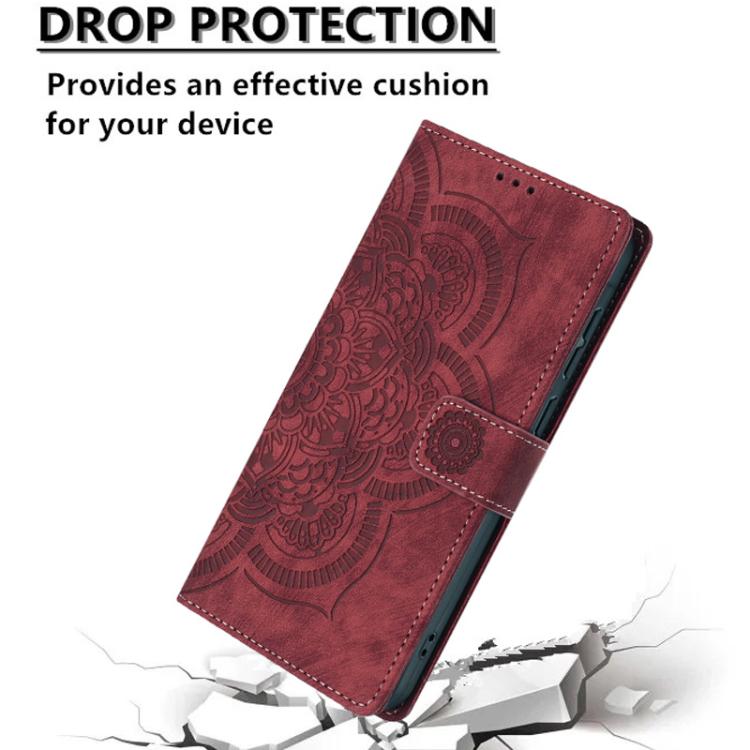 Mandala Embossed Retro Frosted Leather Phone Case, For iPhone 15, For iPhone 14 Plus, For iPhone 14 / 13, For iPhone 14 Pro