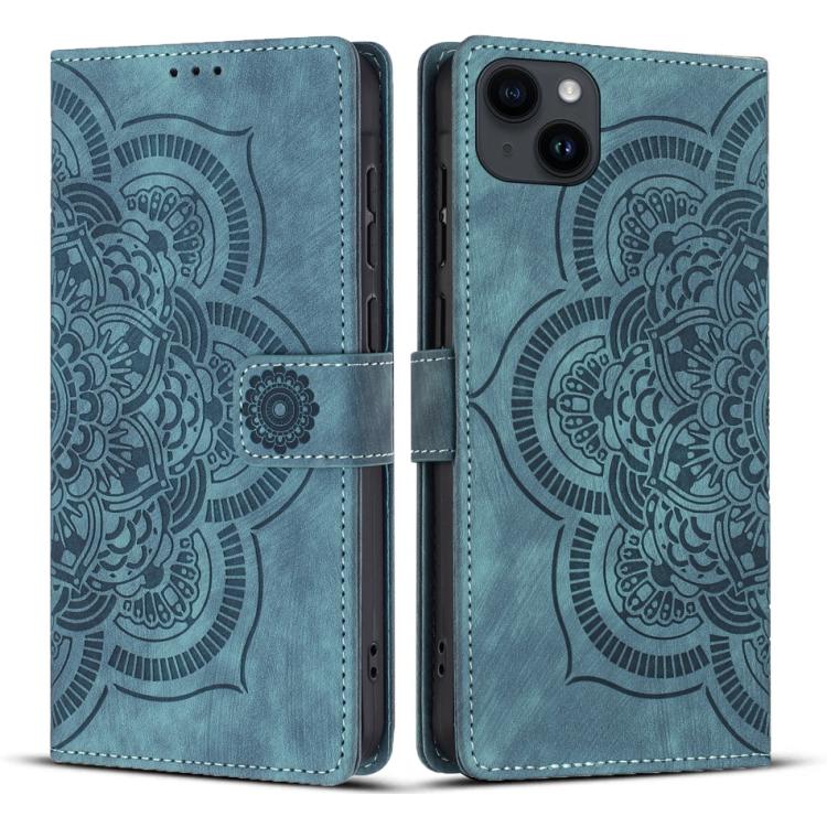 Mandala Embossed Retro Frosted Leather Phone Case, For iPhone 15, For iPhone 14 Plus, For iPhone 14 / 13, For iPhone 14 Pro