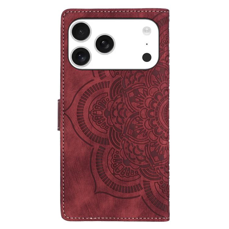 Mandala Embossed Retro Frosted Leather Phone Case, For iPhone 17e / 16e, For iPhone 17 Pro Max, For iPhone 17 Pro, For iPhone 17