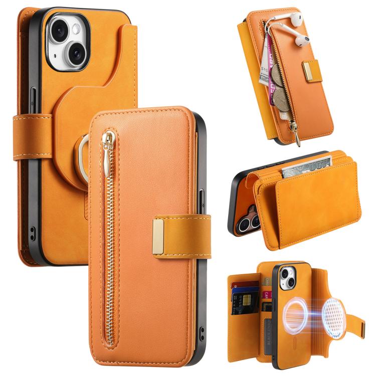 Ring Zipper Wallet RFID Blocking MagSafe Leather Phone Case, For iPhone 13, For iPhone 12 / 12 Pro, For iPhone 12 Pro Max