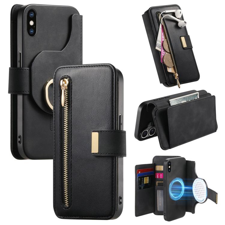 Ring Zipper Wallet RFID Blocking MagSafe Leather Phone Case, For iPhone 7 Plus / 8 Plus