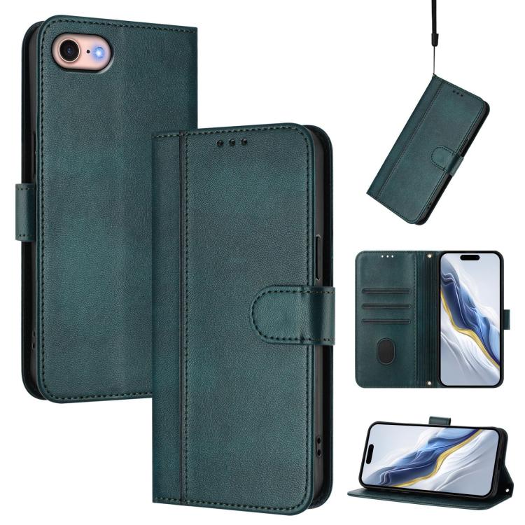Line Splicing Buckle Retro Leather Phone Case, For iPhone 14 Pro, For iPhone 14 Pro Max, For iPhone 7 / 8 / SE 2022