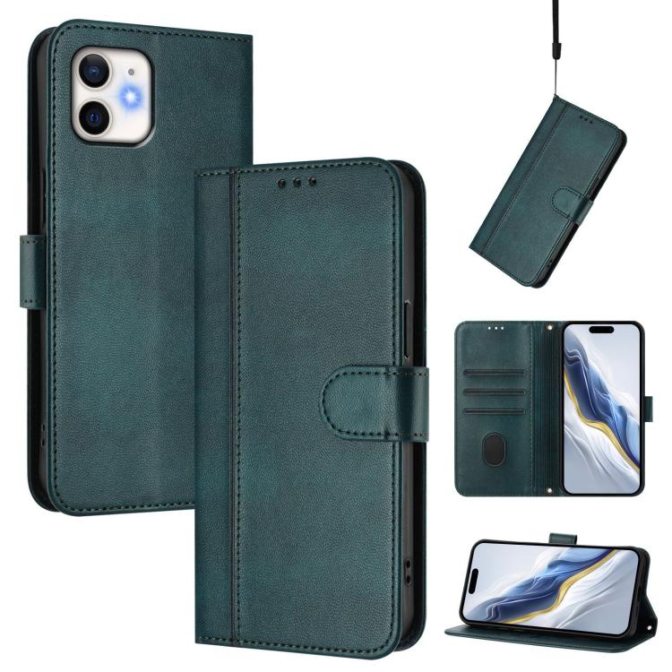 Line Splicing Buckle Retro Leather Phone Case, For iPhone 12 / 12 Pro, For iPhone 12 Pro Max, For iPhone 12 mini