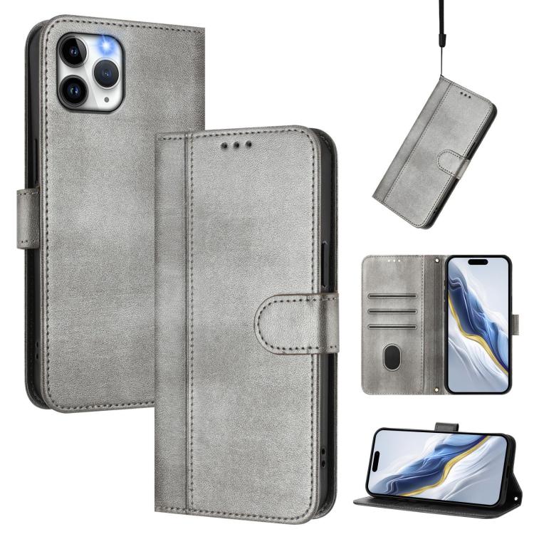 Line Splicing Buckle Retro Leather Phone Case, For iPhone 11 Pro Max, For iPhone 11, For iPhone 11 Pro