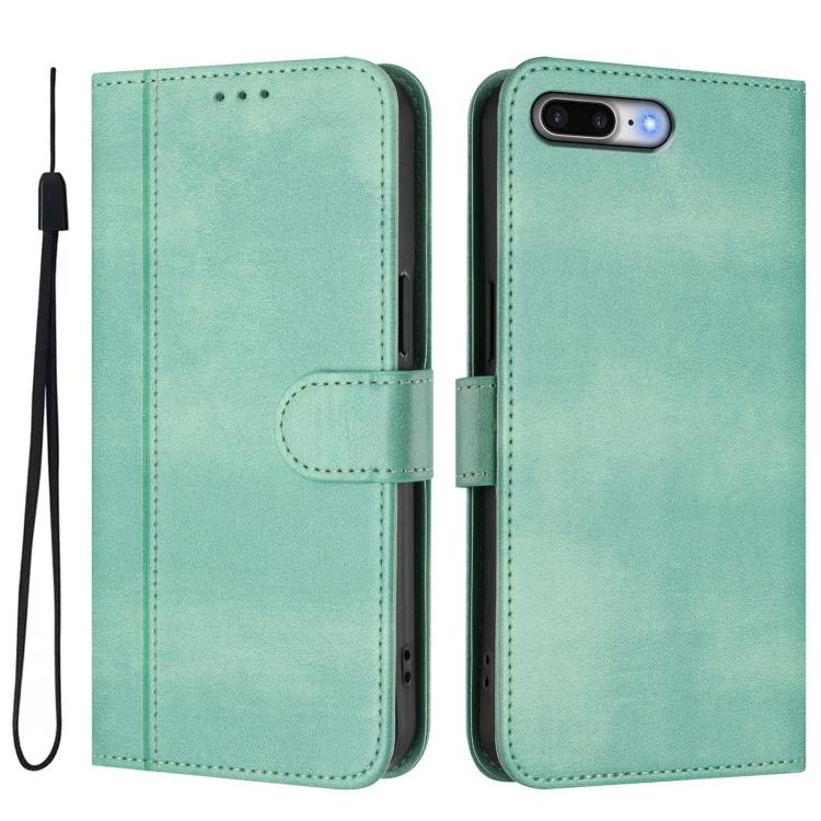 Line Splicing Buckle Retro Leather Phone Case, For iPhone 7 Plus / 8 Plus