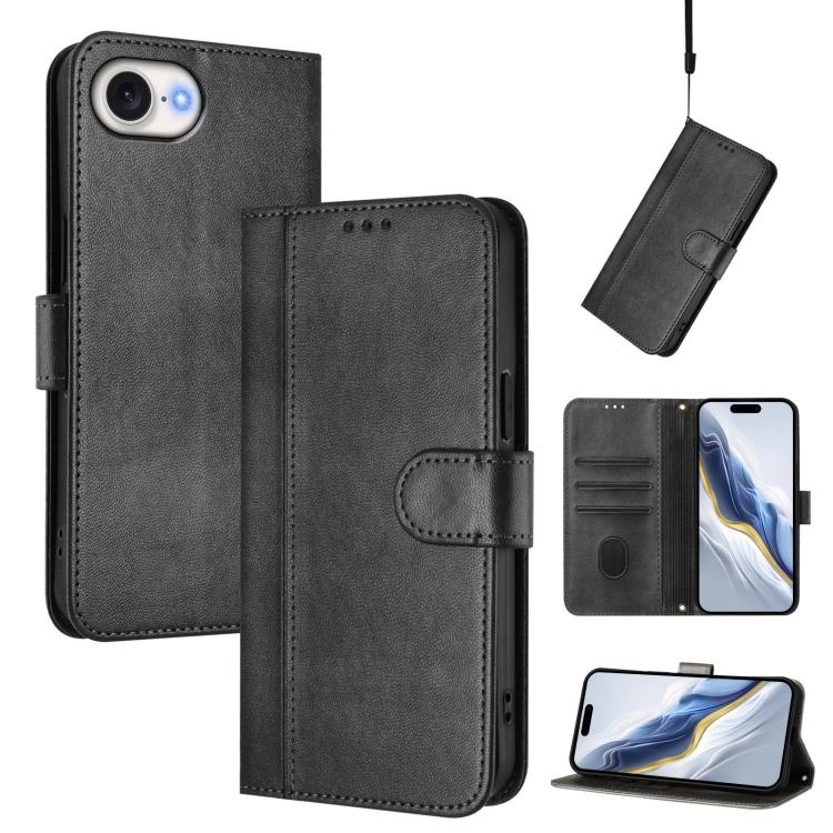 Line Splicing Buckle Retro Leather Phone Case, For iPhone 17e / 16e, For iPhone 17 Pro Max, For iPhone 17 Pro