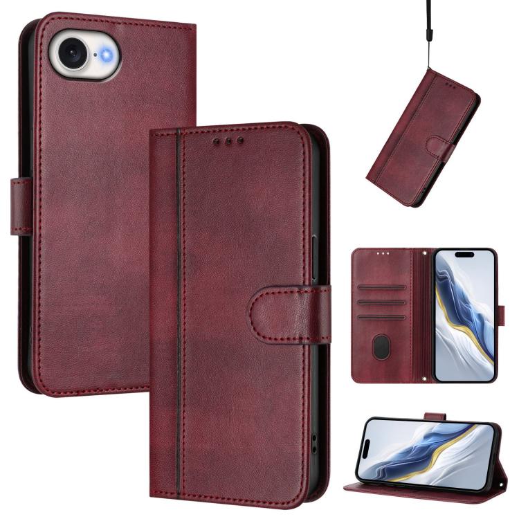 Line Splicing Buckle Retro Leather Phone Case, For iPhone 17e / 16e, For iPhone 17 Pro Max, For iPhone 17 Pro