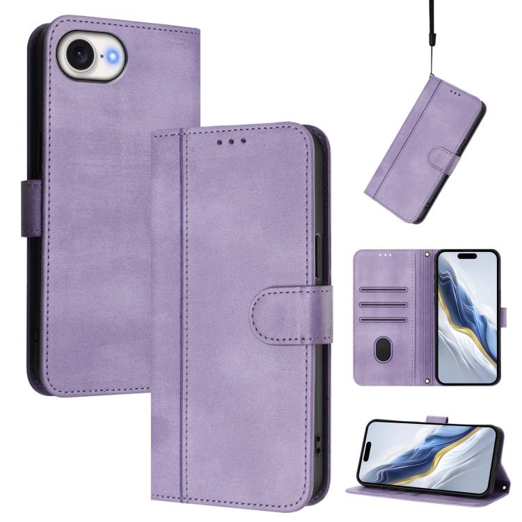 Line Splicing Buckle Retro Leather Phone Case, For iPhone 17e / 16e, For iPhone 17 Pro Max, For iPhone 17 Pro