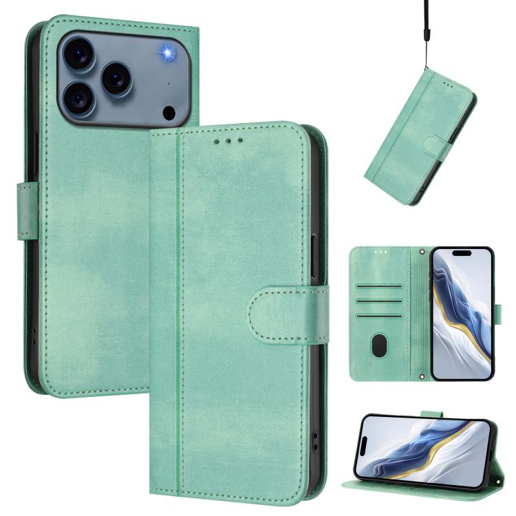 Line Splicing Buckle Retro Leather Phone Case, For iPhone 17e / 16e, For iPhone 17 Pro Max, For iPhone 17 Pro