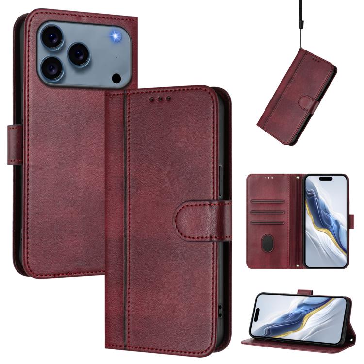 Line Splicing Buckle Retro Leather Phone Case, For iPhone 17e / 16e, For iPhone 17 Pro Max, For iPhone 17 Pro