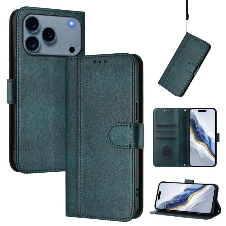 Line Splicing Buckle Retro Leather Phone Case, For iPhone 17e / 16e, For iPhone 17 Pro Max, For iPhone 17 Pro