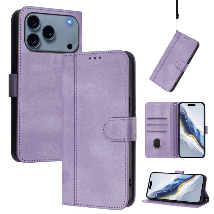 Line Splicing Buckle Retro Leather Phone Case, For iPhone 17e / 16e, For iPhone 17 Pro Max, For iPhone 17 Pro