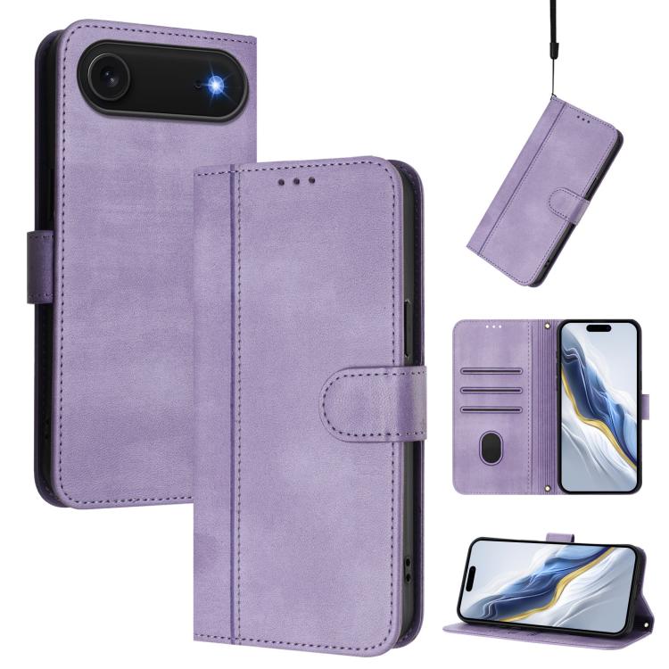 Line Splicing Buckle Retro Leather Phone Case, For iPhone 17, For iPhone Air, For iPhone 16 Pro Max