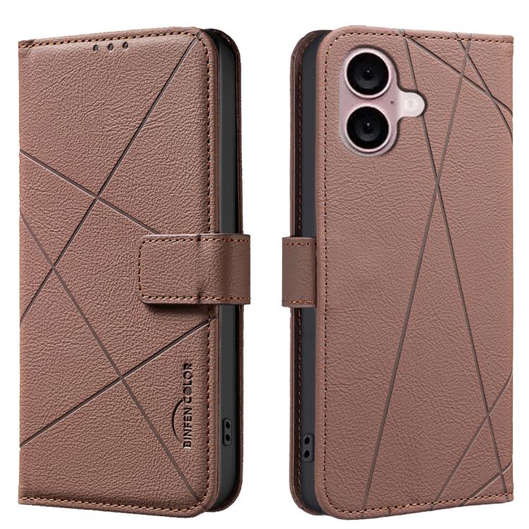 Geometric Pattern RFID Leather Phone Case, For iPhone Air, For iPhone 16 Pro Max, For iPhone 16 Pro, For iPhone 16 Plus
