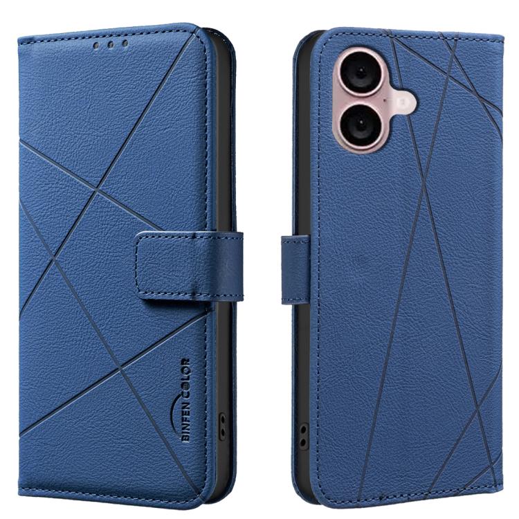 Geometric Pattern RFID Leather Phone Case, For iPhone Air, For iPhone 16 Pro Max, For iPhone 16 Pro, For iPhone 16 Plus