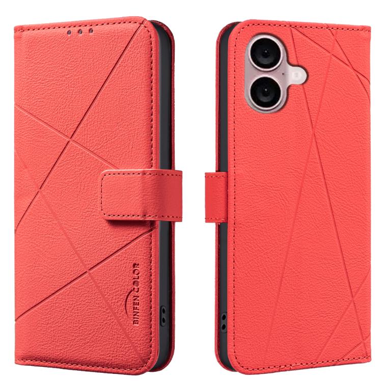Geometric Pattern RFID Leather Phone Case, For iPhone Air, For iPhone 16 Pro Max, For iPhone 16 Pro, For iPhone 16 Plus