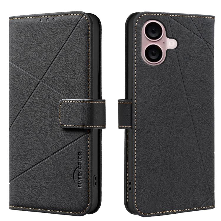 Geometric Pattern RFID Leather Phone Case, For iPhone Air, For iPhone 16 Pro Max, For iPhone 16 Pro, For iPhone 16 Plus