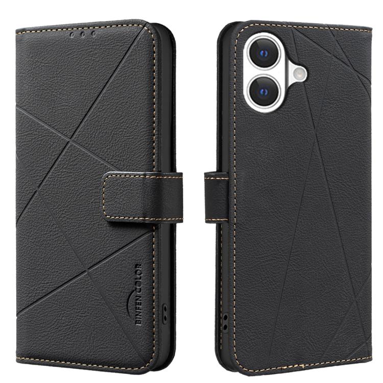 Geometric Pattern RFID Leather Phone Case, For iPhone 16e / 17e, For iPhone 17 Pro Max, For iPhone 17 Pro, For iPhone 17