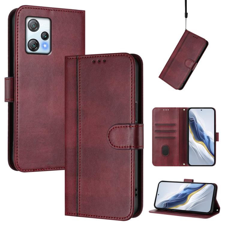 Line Splicing Buckle Retro Leather Phone Case, For Blackview A53