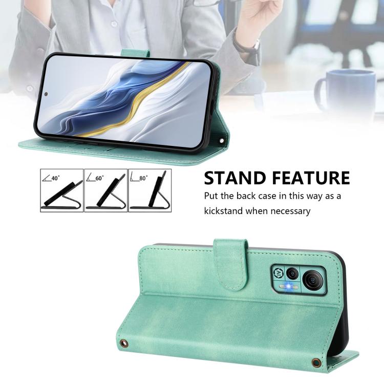 Line Splicing Buckle Retro Leather Phone Case, For Ulefone Note 14