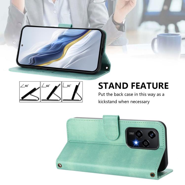 Line Splicing Buckle Retro Leather Phone Case, For Honor 200 Lite Global, For Honor Magic6 Pro, For Honor Magic6