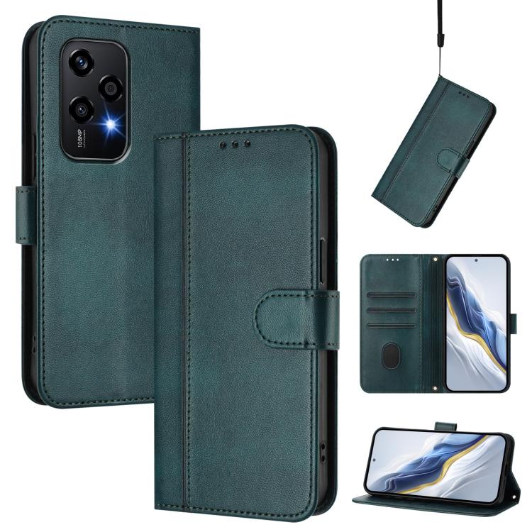 Line Splicing Buckle Retro Leather Phone Case, For Honor 200 Lite Global, For Honor Magic6 Pro, For Honor Magic6