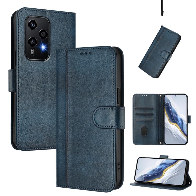 Line Splicing Buckle Retro Leather Phone Case, For Honor 200 Lite Global, For Honor Magic6 Pro, For Honor Magic6