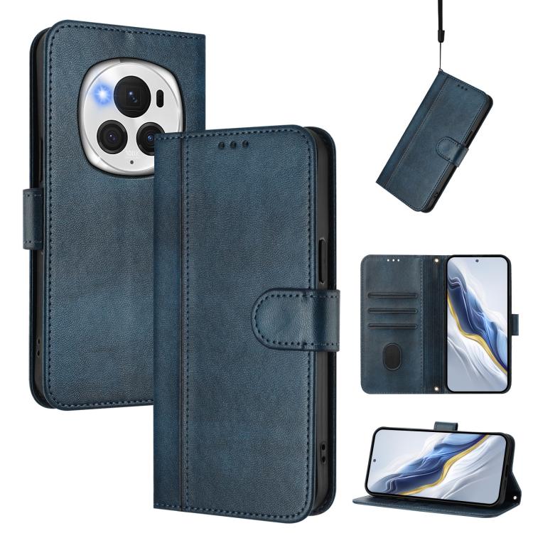 Line Splicing Buckle Retro Leather Phone Case, For Honor 200 Lite Global, For Honor Magic6 Pro, For Honor Magic6