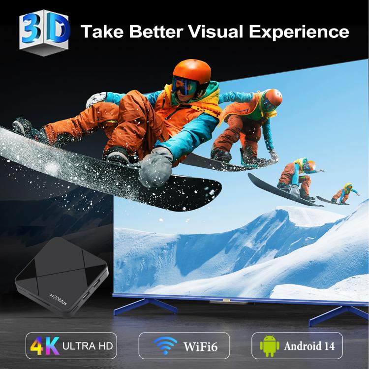H96Max 4K UHD Android 14 Smart TV Box with Remote Control, RK3518 Quad-Core, 1GB+8GB, 2GB+16GB