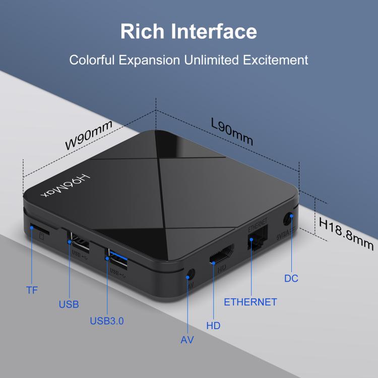 H96Max 4K UHD Android 14 Smart TV Box with Remote Control, RK3518 Quad-Core, 1GB+8GB, 2GB+16GB