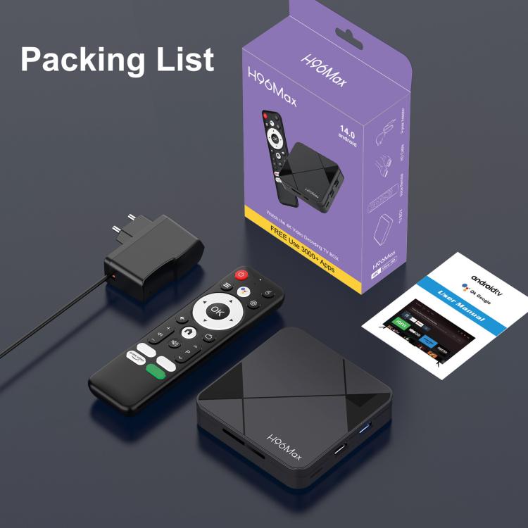 H96Max 4K UHD Android 14 Smart TV Box with Remote Control, RK3518 Quad-Core, 1GB+8GB, 2GB+16GB