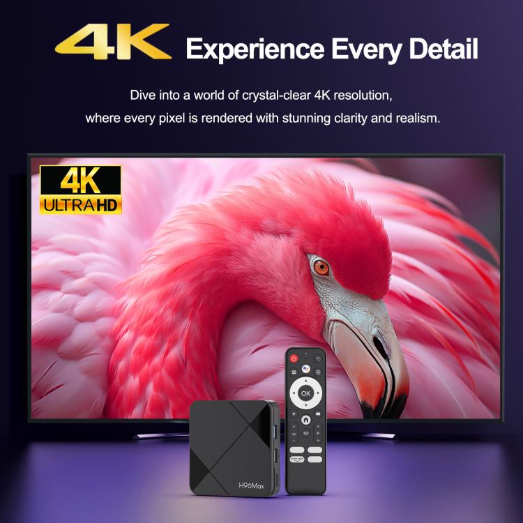 H96Max 4K UHD Android 14 Smart TV Box with Remote Control, RK3518 Quad-Core, 1GB+8GB, 2GB+16GB