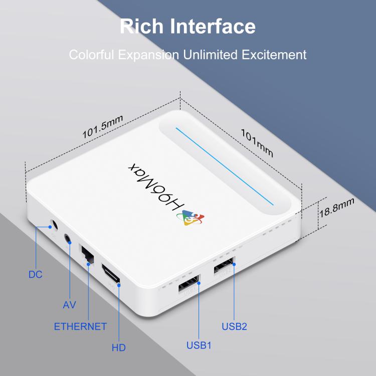 H96 Max H618 Plus Android 14.0 Smart TV Box, Allwinner H618 Quad-core ARM Cortex-A53, 2GB+16GB, 4GB+32GB, 4GB+64GB