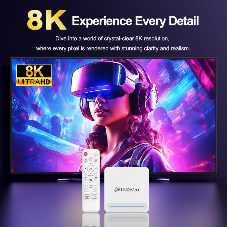 H96 Max H618 Plus Android 14.0 Smart TV Box, Allwinner H618 Quad-core ARM Cortex-A53, 2GB+16GB, 4GB+32GB, 4GB+64GB