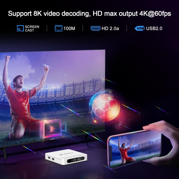 H96 Max H618 Plus Android 14.0 Smart TV Box, Allwinner H618 Quad-core ARM Cortex-A53, 2GB+16GB, 4GB+32GB, 4GB+64GB