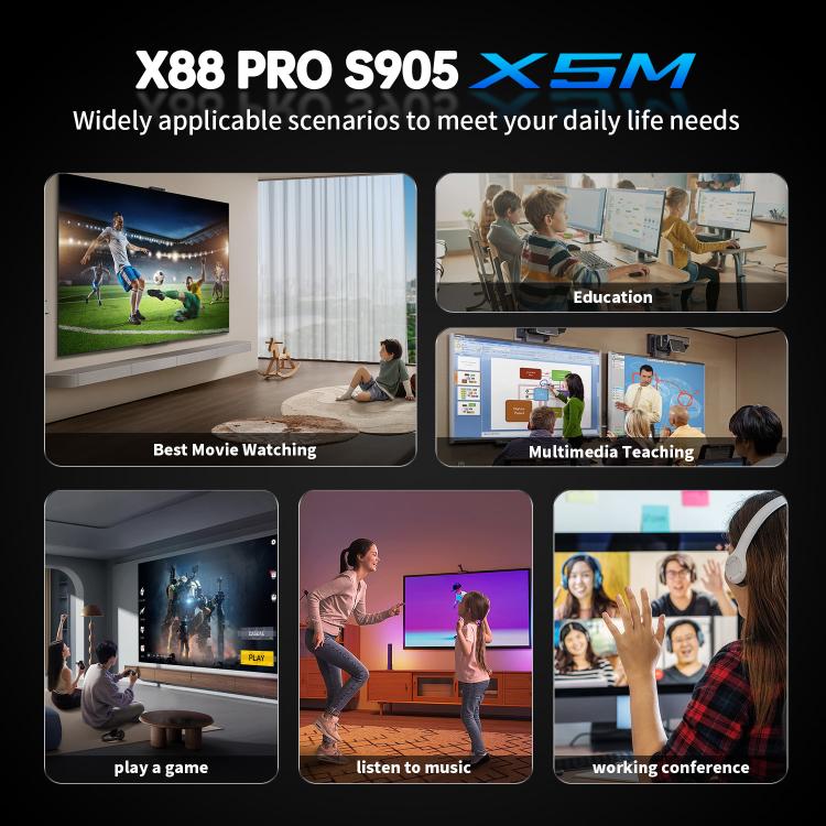X88 Pro X5M Android 14.0 Smart TV Box, S905X5M 2.0GHz 64-bit Quad-core Cortex-A55, 2GB+16GB, 4GB+64GB