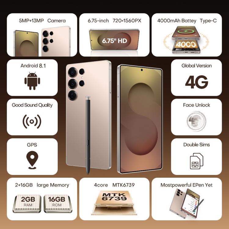S25 Ultra / B9, 2GB+16GB, 6.75 inch Android 8.1 MTK6739 Quad Core, Network: 4G, Dual SIM, EU Plug, US Plug, UK Plug, AU Plug