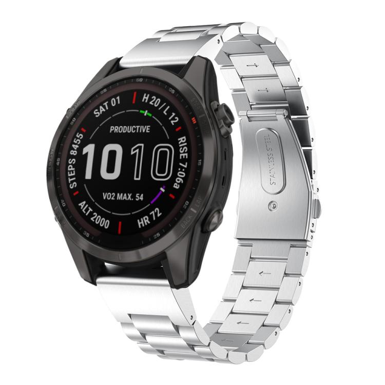 xDfind Three Beads Quick Release Metal Watch Band, For Garmin Fenix 8/7X/6X/5X 26mm, For Garmin Fenix 8/7/6/5 22mm, For Garmin Fenix 8/7S/6S/5S 20mm, For Garmin Forerunner 45/45S/Swim2, For Garmin Forerunner 220/735/735XT/230/235...