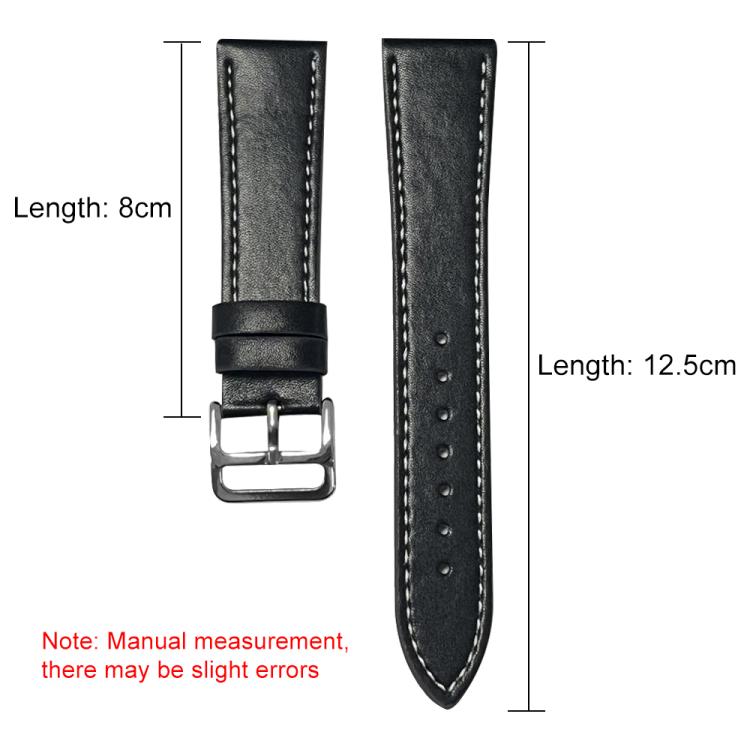 xDfind Flat Head Black Shark Fine Grain Leather Watch Band, 20mm, 22mm