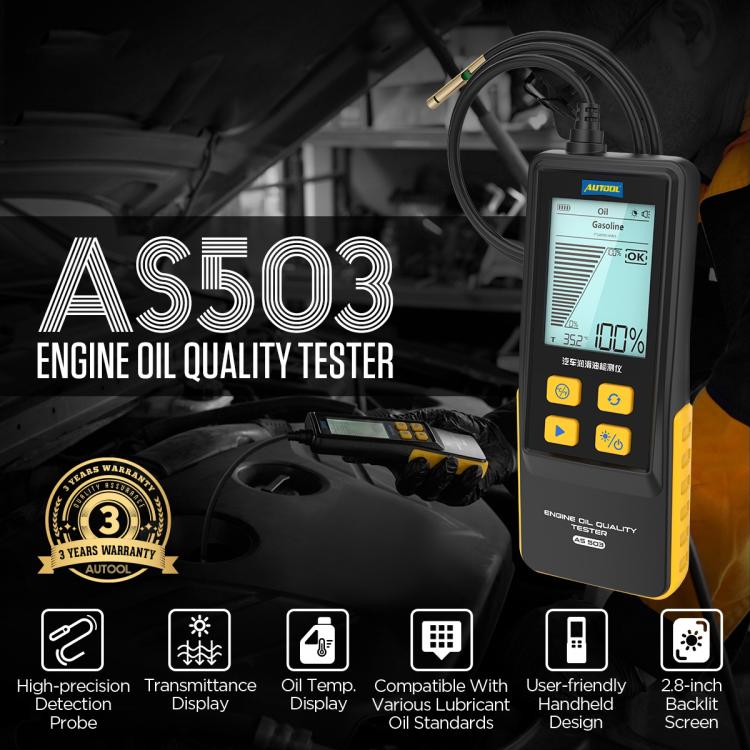 AUTOOL AS503 2.8 inch Backlit Display Car Engine Oil Tester Lubricating Oil Quality Analyzer, AS503