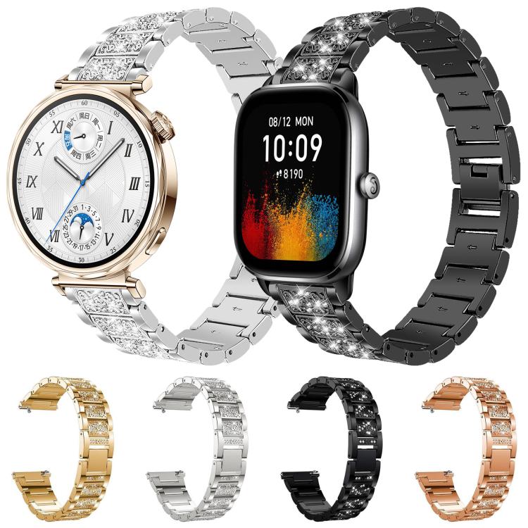 xDfind Diamond Jewelry Steel Watch Band, 22mm For Huawei Watch GT5/GT5 Pro/4/4 Pro, 20mm For COROS APEX 2 42mm / PACE 2, 22mm For Fossil Gen 5 Carlyle/Julianna/Garrett