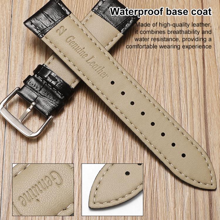 xDfind Bamboo Texture Pin Buckle Leather Watch Band, 24mm for Suunto 9 / 9 Baro / D5 / Core / 7, 12mm, 14mm, 18mm