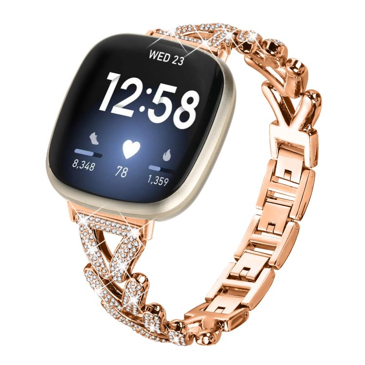 20mm xDfind Small Twist Diamond Metal Watch Band, For Fitbit Versa 4 / 3 / Sense / Sense 2