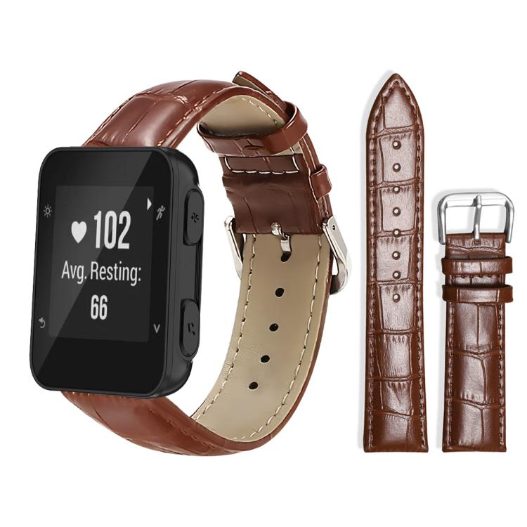 xDfind Bamboo Texture Pin Buckle Leather Watch Band, For Garmin Forerunner 220/735/735XT/230/235 20mm, For Garmin Forerunner 35/30/35j 20mm