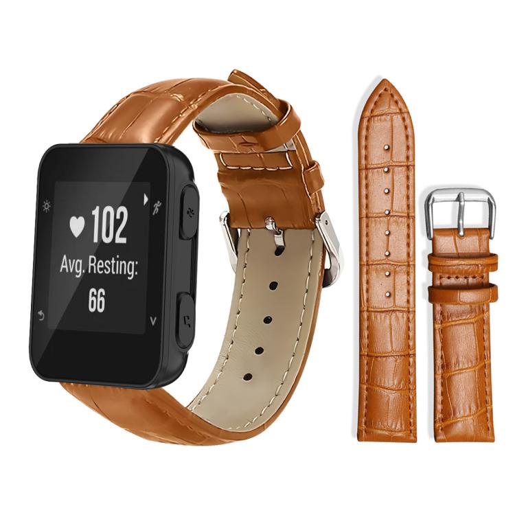 xDfind Bamboo Texture Pin Buckle Leather Watch Band, For Garmin Forerunner 220/735/735XT/230/235 20mm, For Garmin Forerunner 35/30/35j 20mm