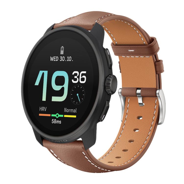 xDfind Flat Head Black Shark Fine Grain Leather Watch Band, 22mm For Suunto Race S / Race / 9 Peak / 5 Peak