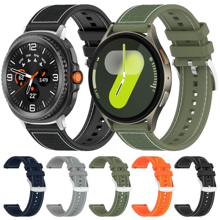 xDfind Hybrid Nylon Braid Silicone Watch Band, For Samsung Galaxy Watch Ultra/Ultra 2025 22mm, For Samsung Galaxy Watch 7 / 6 / 5 / FE 20mm