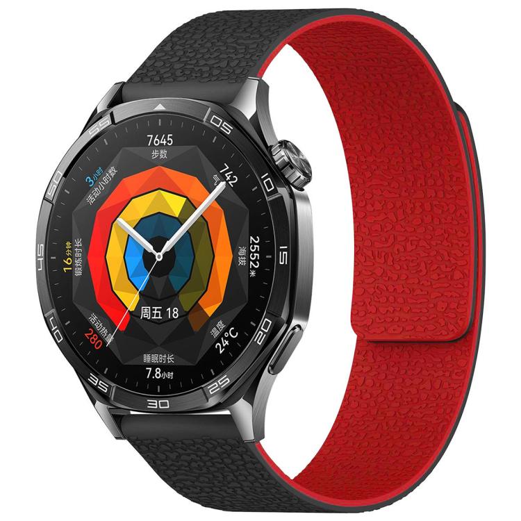 xDfind Flat Head Litchi Texture Magnetic Silicone Watch Band, 14mm, 18mm